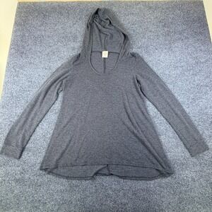 Freeloader Tunic Hooded Top Womens Medium Heather Charcoal Gray Rayon Scoop Neck